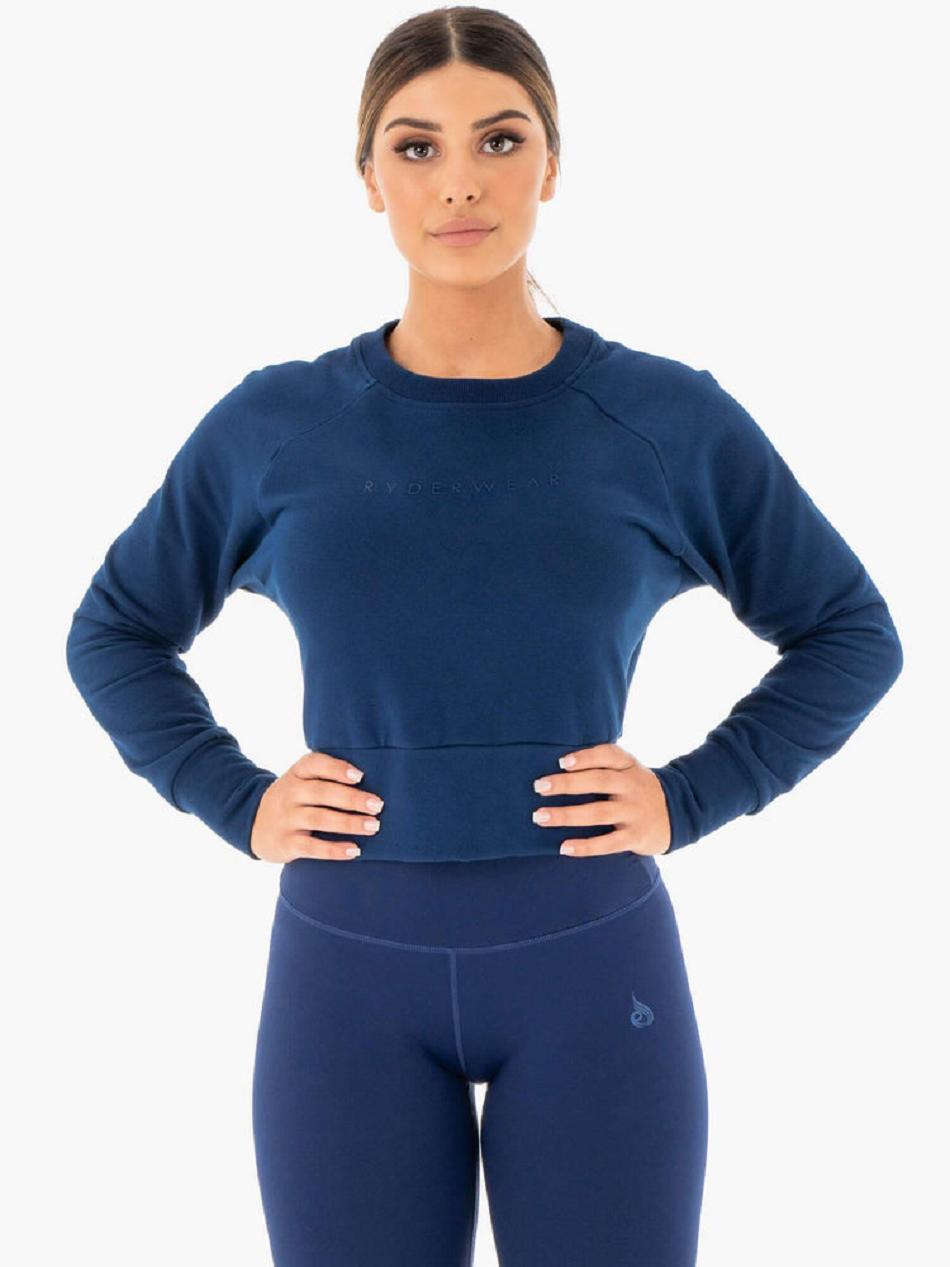 Navy Women\'s Ryderwear Motion Sweater Active Lounge | 170F73713