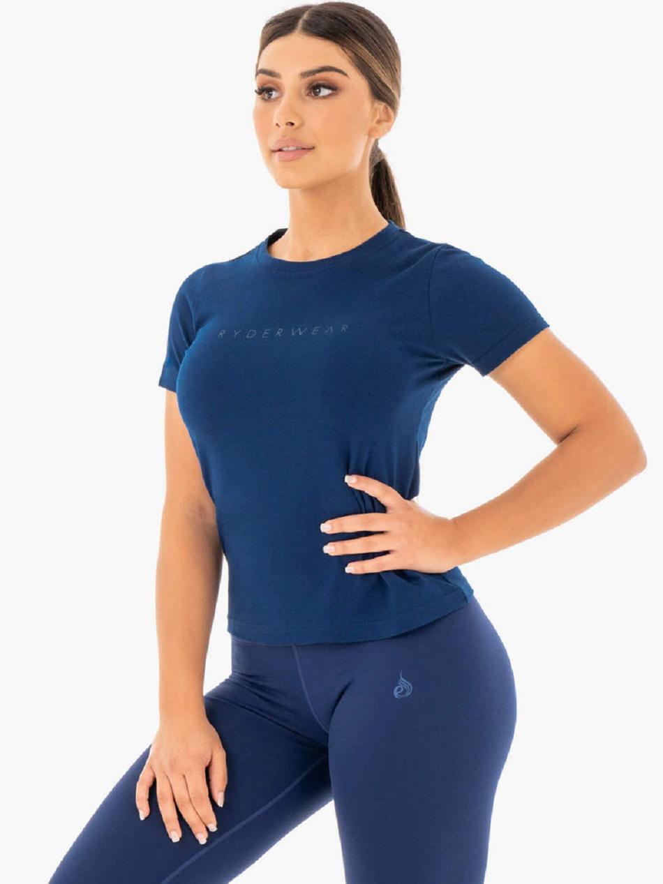 Navy Women's Ryderwear Motion T-Shirt Top | 152F88825