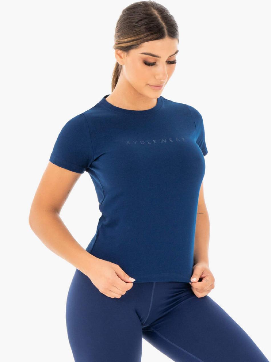 Navy Women's Ryderwear Motion T-Shirt Top | 152F88825