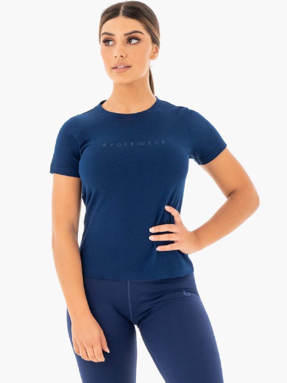 Navy Women\'s Ryderwear Motion T-Shirt Top | 152F88825