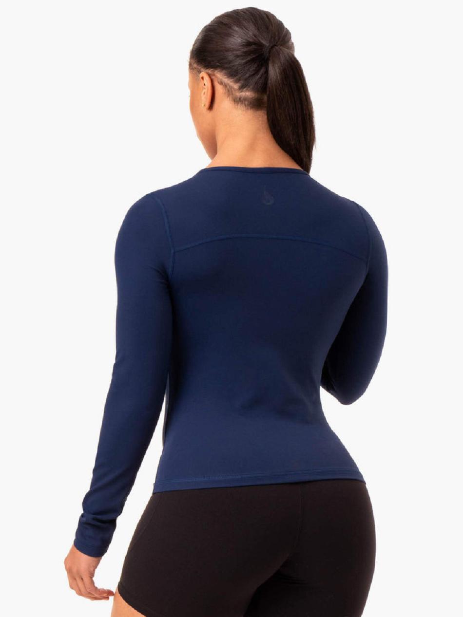 Navy Women's Ryderwear NKD Align Long Sleeve Training Top Top | 62NG86599