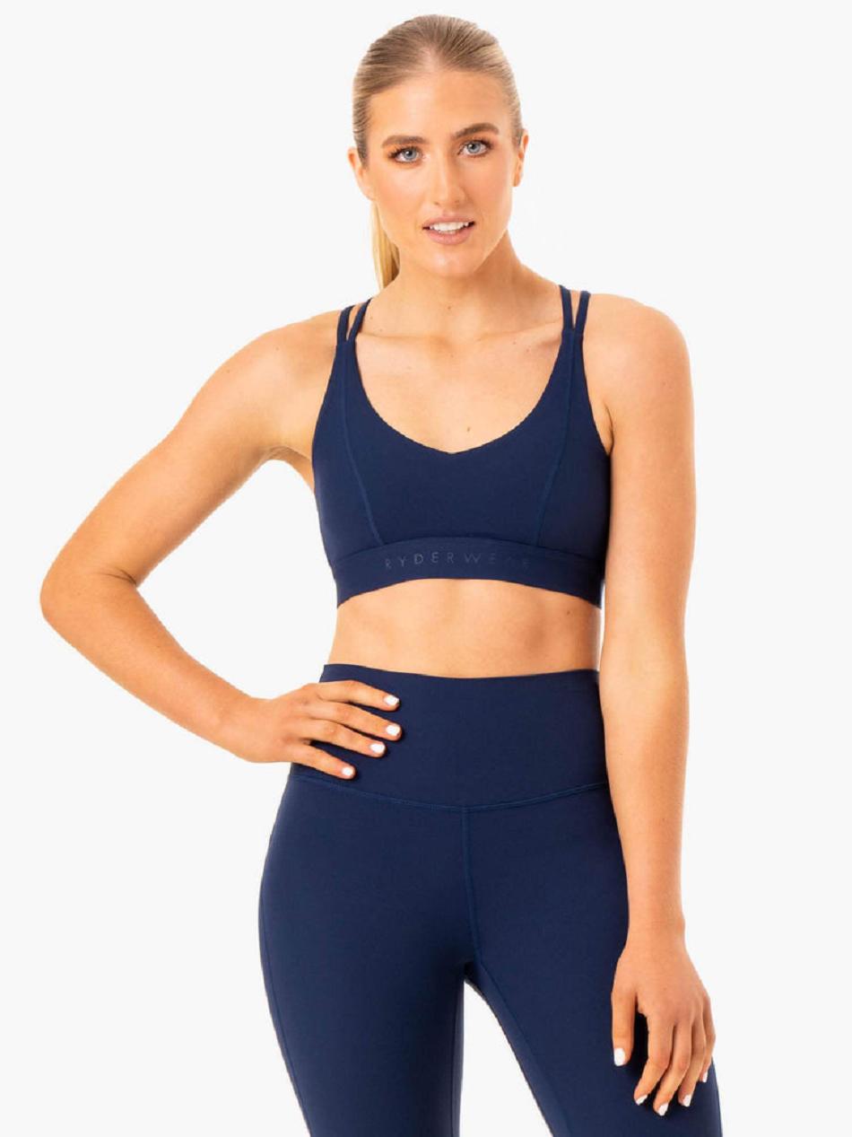 Navy Women\'s Ryderwear NKD Align Sports Bras | MNG95651