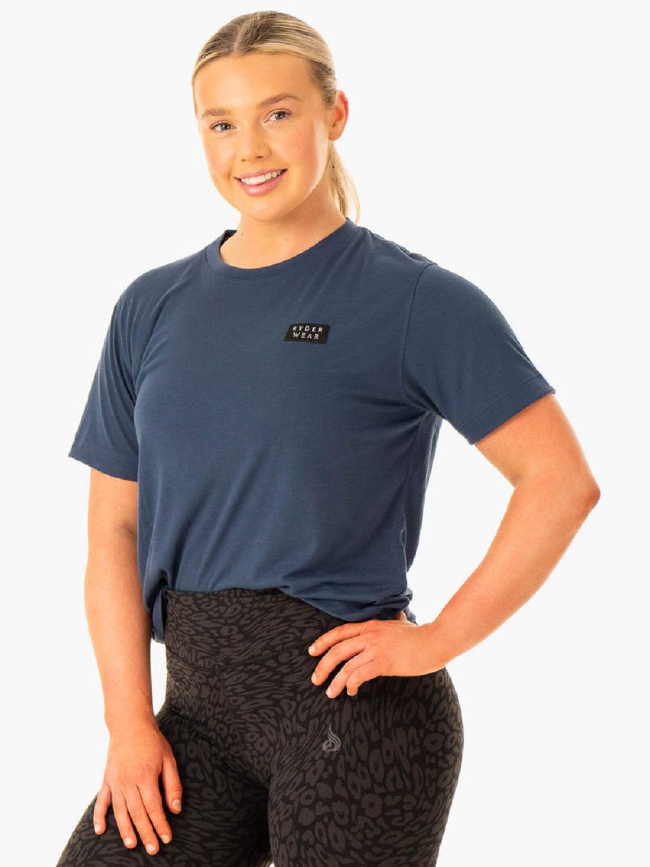 Navy Women's Ryderwear Rotation T-Shirt Top | 69YR22411