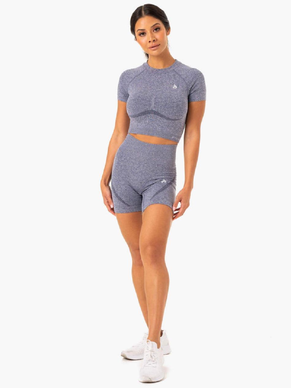 Navy Women's Ryderwear Sculpt Seamless Shorts | 50NG76221