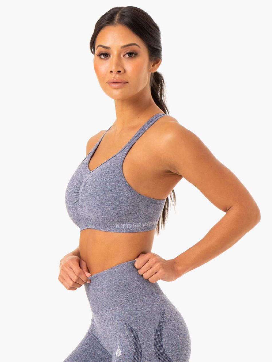 Navy Women's Ryderwear Sculpt Seamless Sports Bras | BG5524118