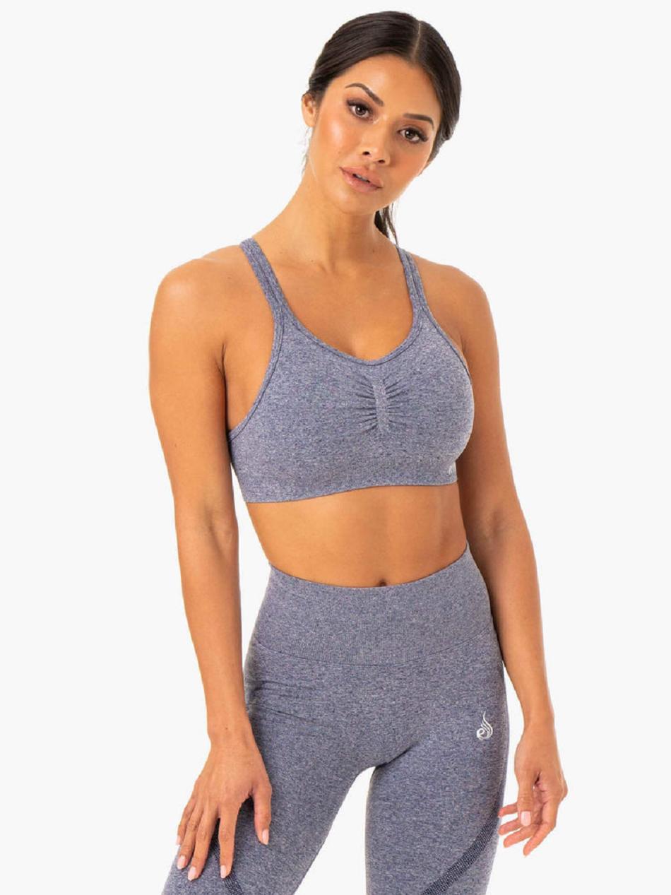 Navy Women\'s Ryderwear Sculpt Seamless Sports Bras | BG5524118