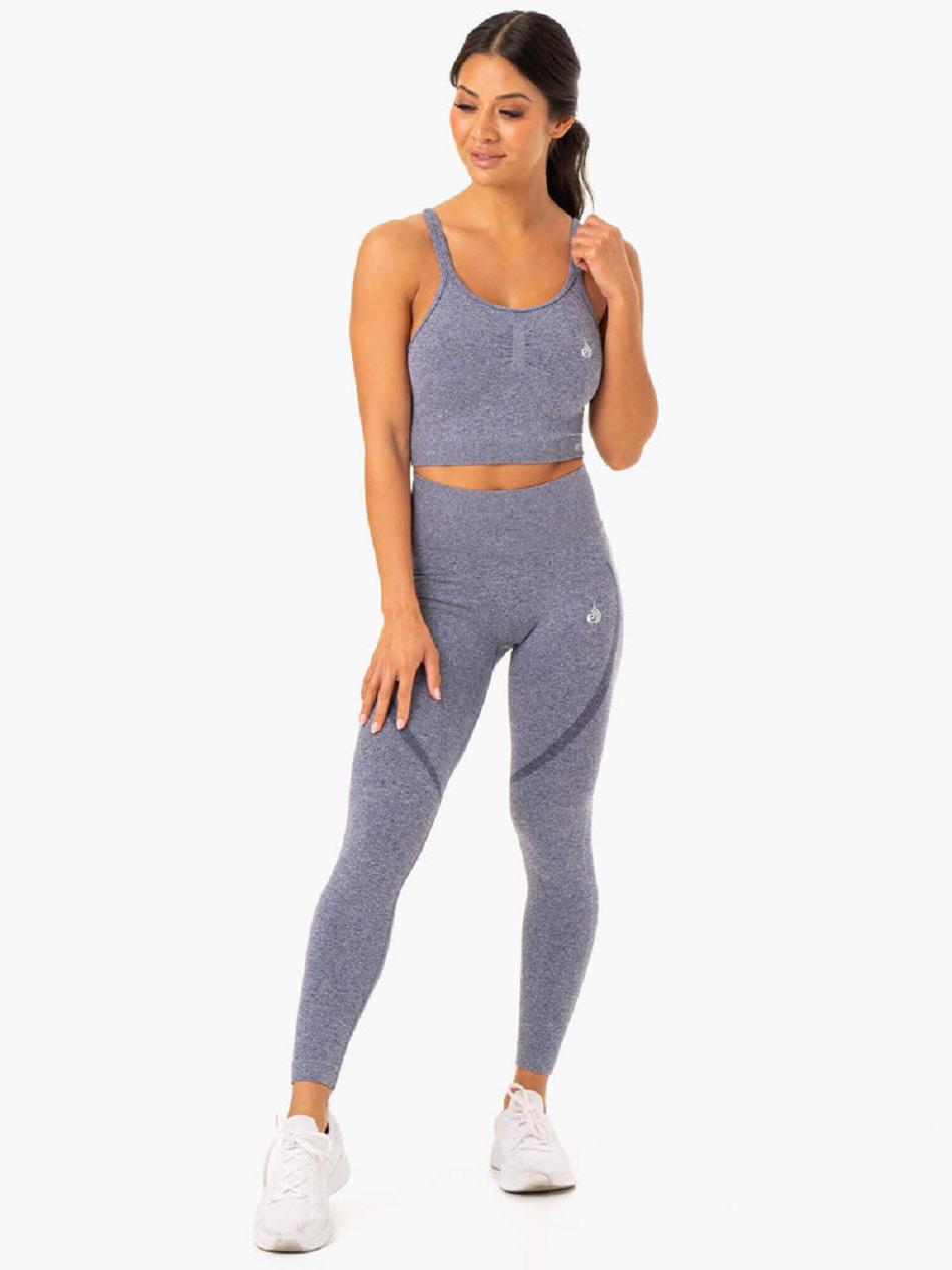 Navy Women's Ryderwear Sculpt Seamless Tanks | 69ES41712