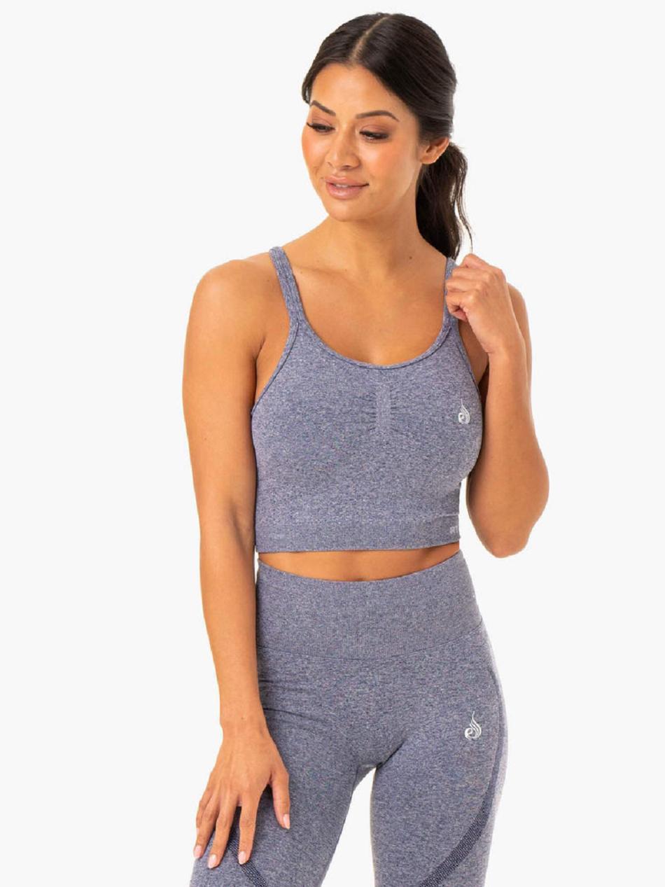 Navy Women\'s Ryderwear Sculpt Seamless Tanks | 69ES41712