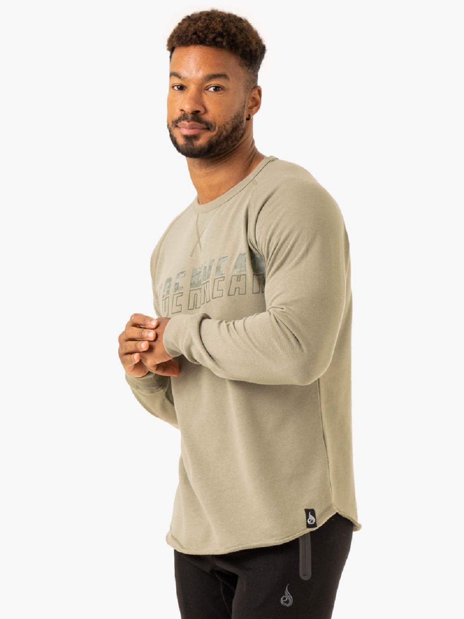 Olive / Green Men's Ryderwear Overdrive Crew Neck Top | 67U8826775