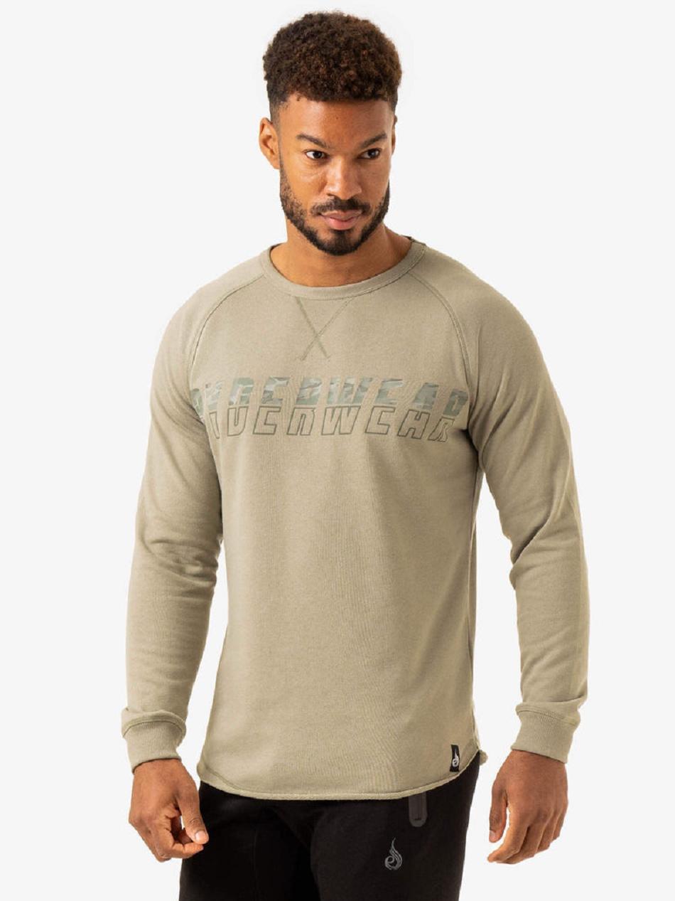 Olive / Green Men\'s Ryderwear Overdrive Crew Neck Top | 67U8826775