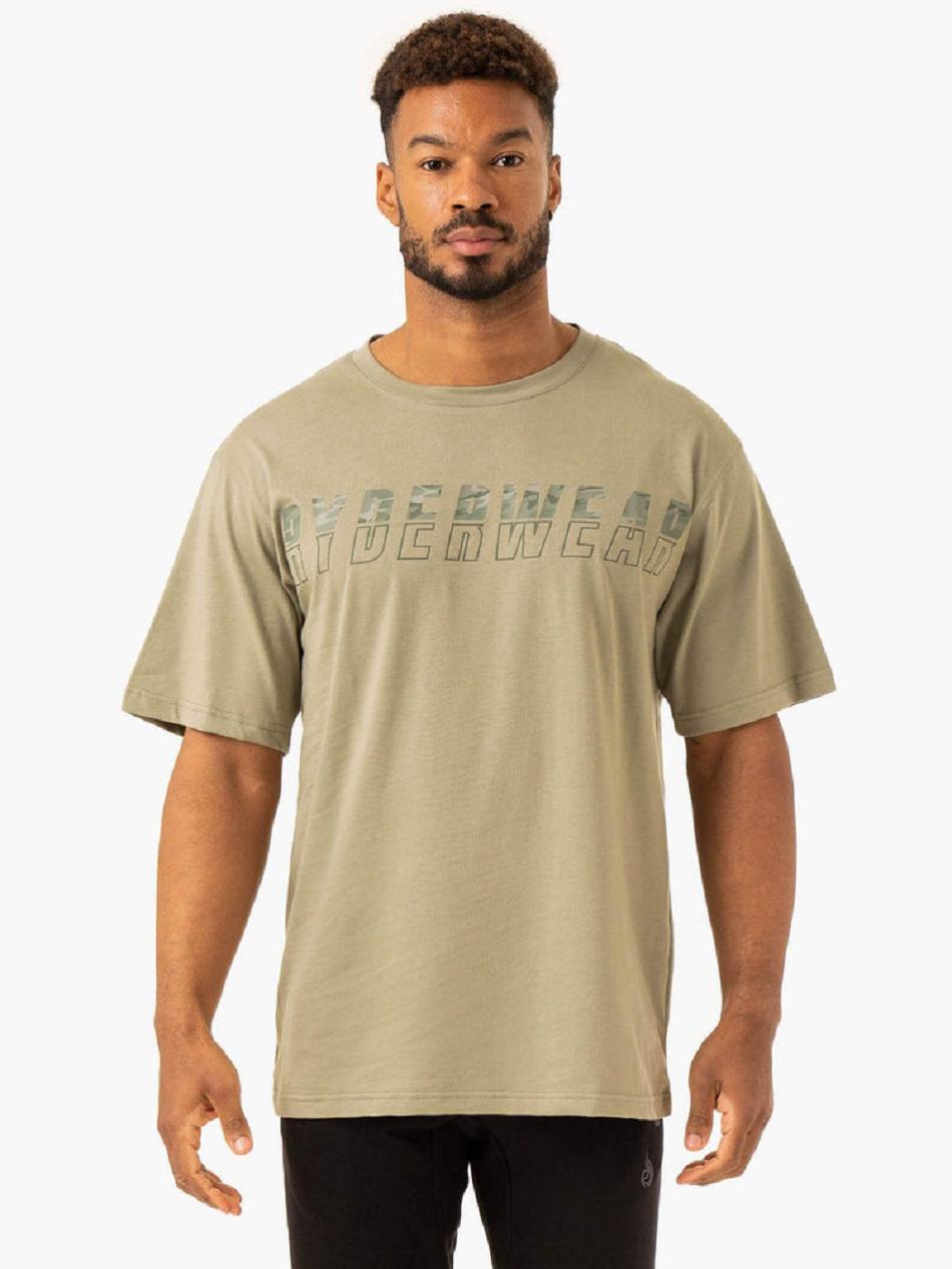 Olive / Green Men's Ryderwear Overdrive Oversized T-Shirt Top | G2T92716