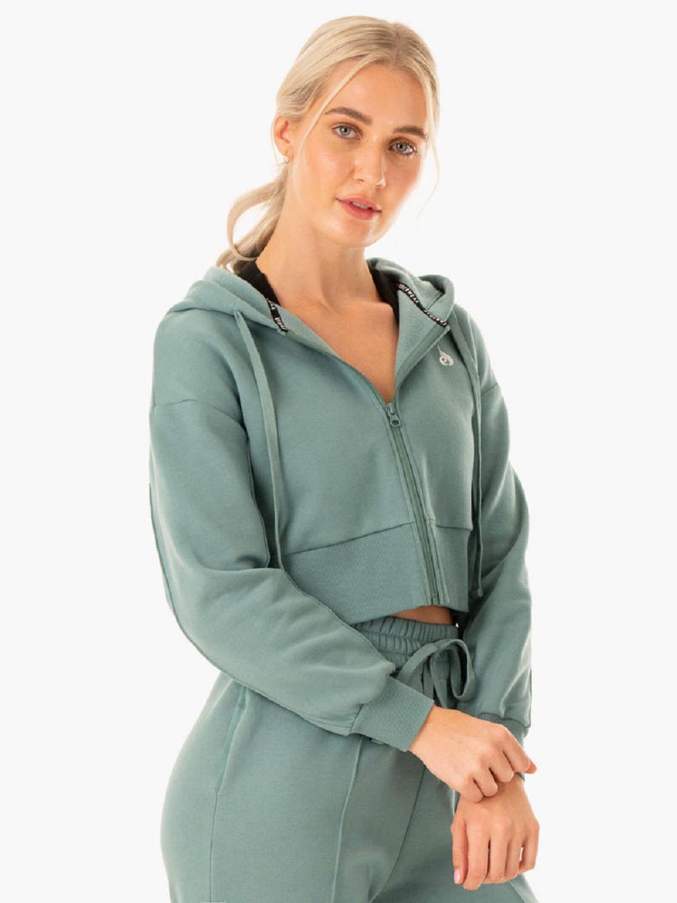 Olive / Green Women's Ryderwear Revival Zip Up Jacket Top | 66JF92658