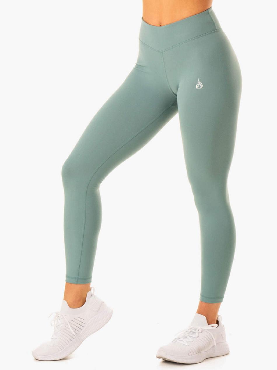 Olive / Green Women's Ryderwear Revival Scrunch Bum Leggings | DF4237509