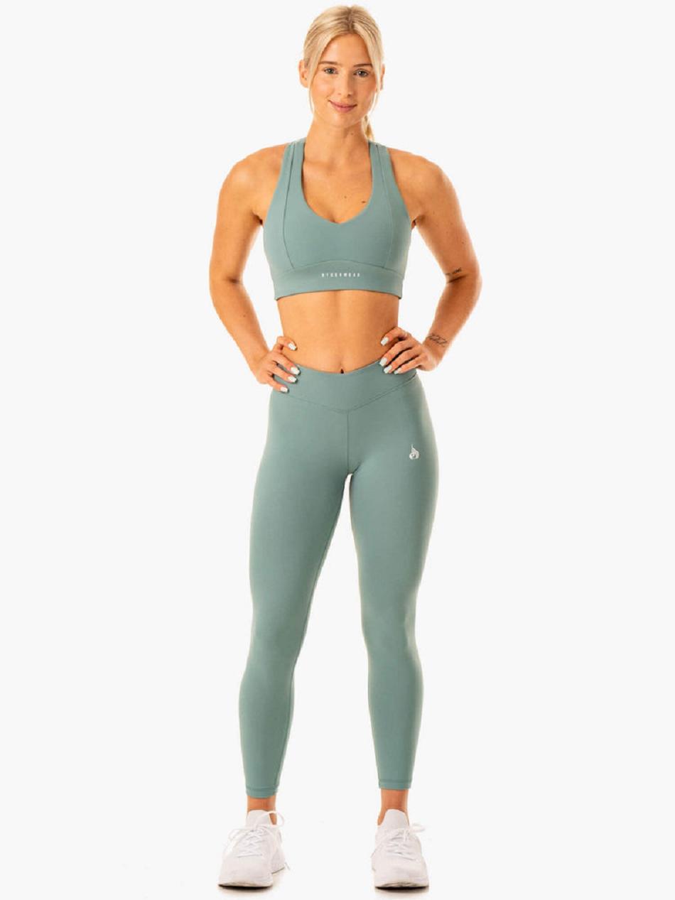 Olive / Green Women's Ryderwear Revival Scrunch Bum Leggings | DF4237509