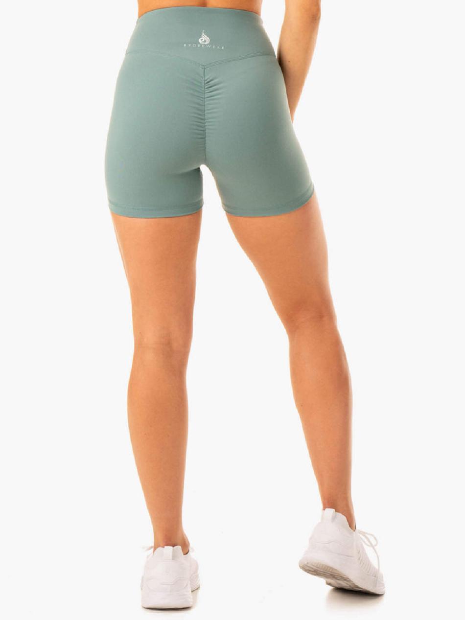 Olive / Green Women's Ryderwear Revival Scrunch Bum Shorts | FG61623