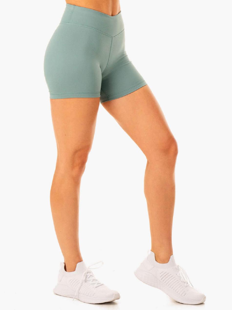 Olive / Green Women's Ryderwear Revival Scrunch Bum Shorts | FG61623