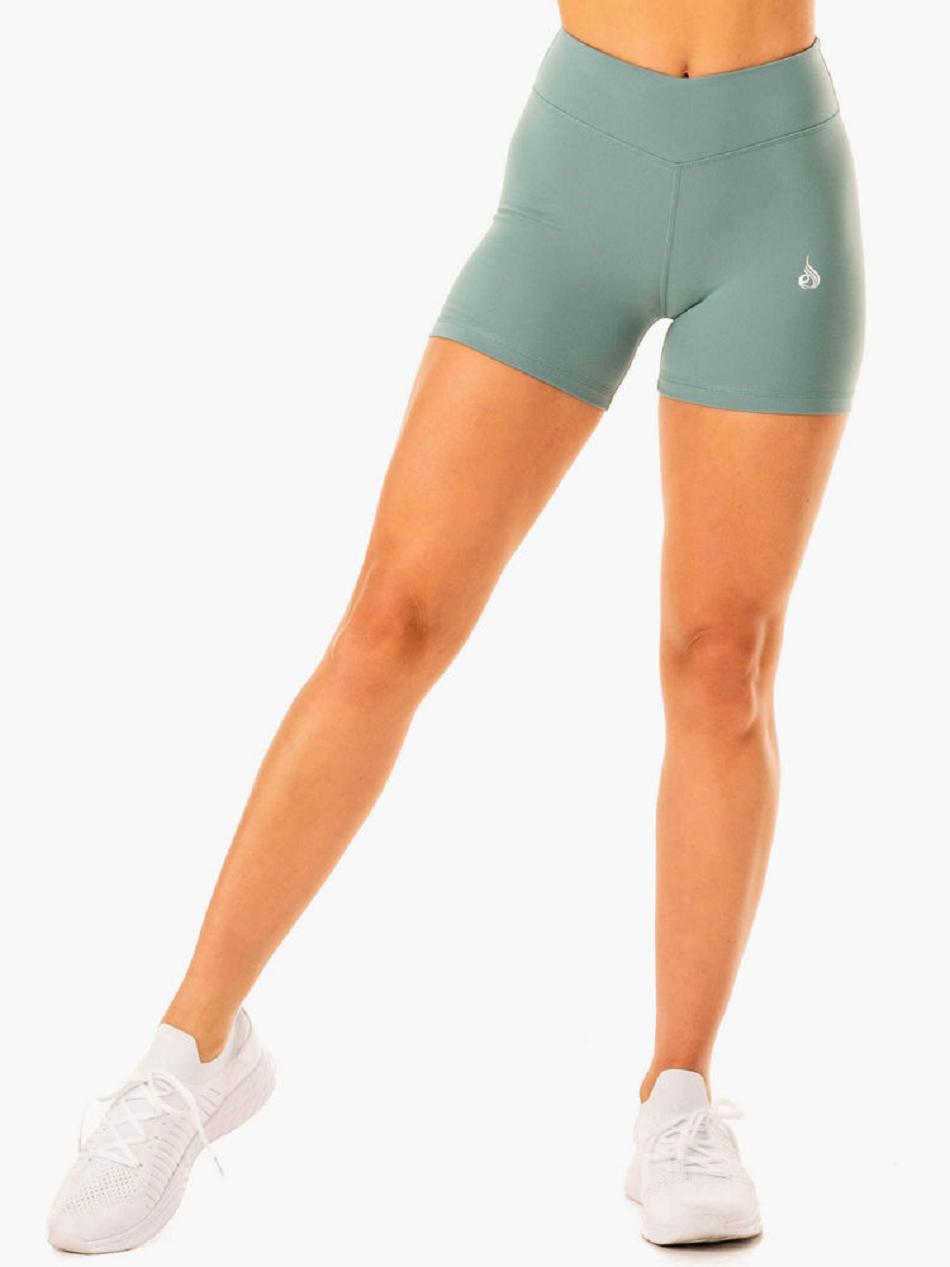 Olive / Green Women\'s Ryderwear Revival Scrunch Bum Shorts | FG61623