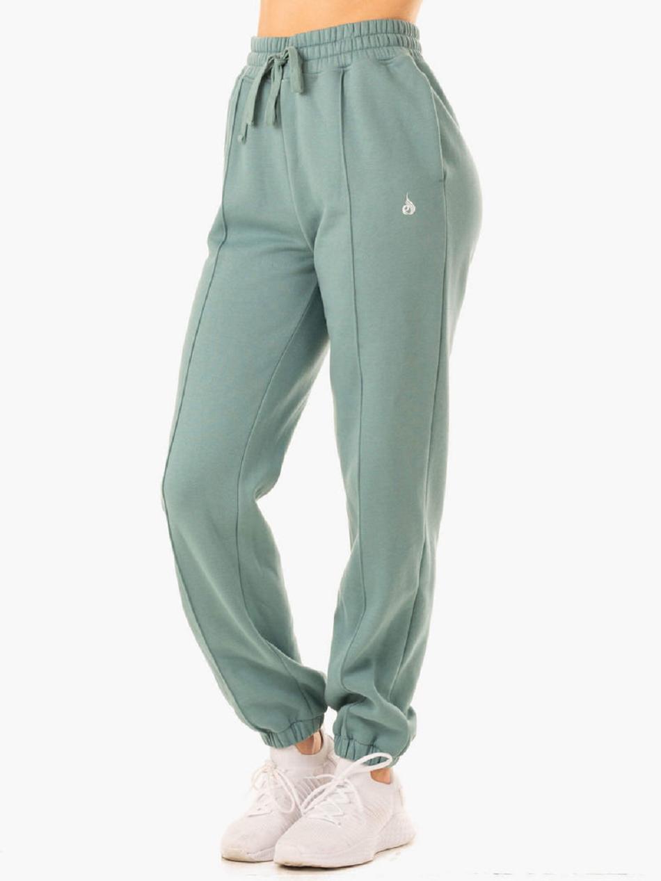 Olive / Green Women's Ryderwear Revival High Waisted Track Pants | REH78597