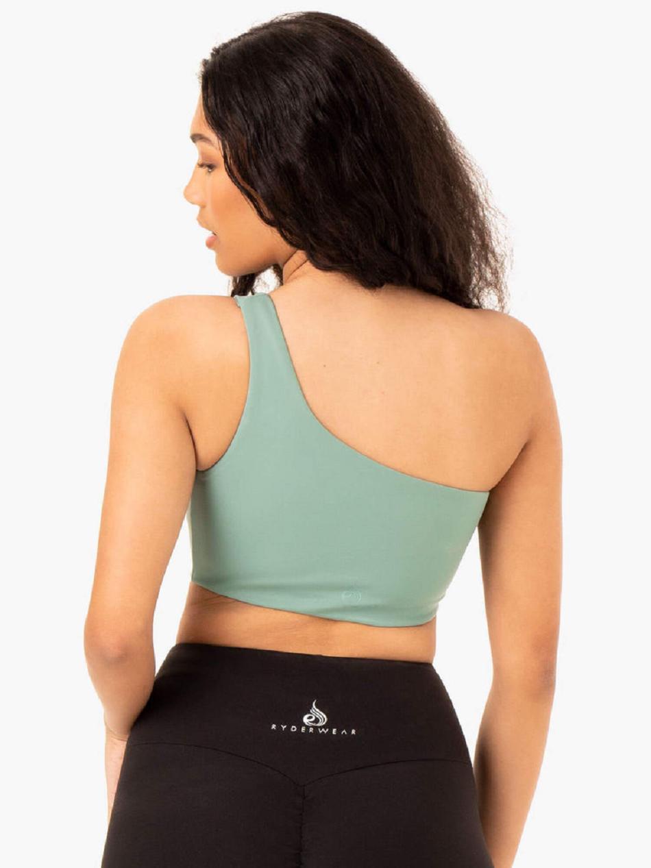 Olive Women's Ryderwear Adapt One Shoulder Sports Bras | 58YR61807