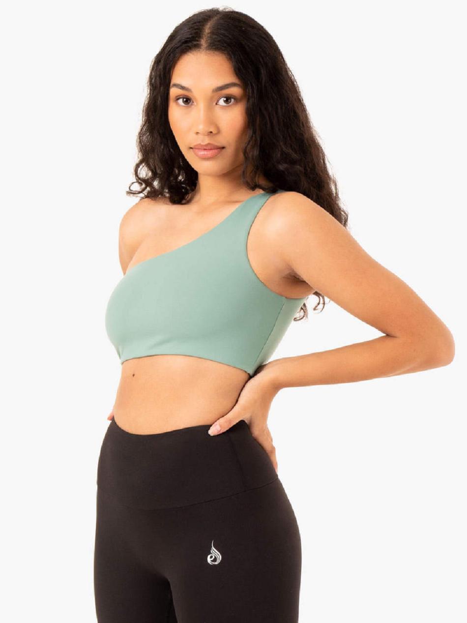 Olive Women's Ryderwear Adapt One Shoulder Sports Bras | 58YR61807