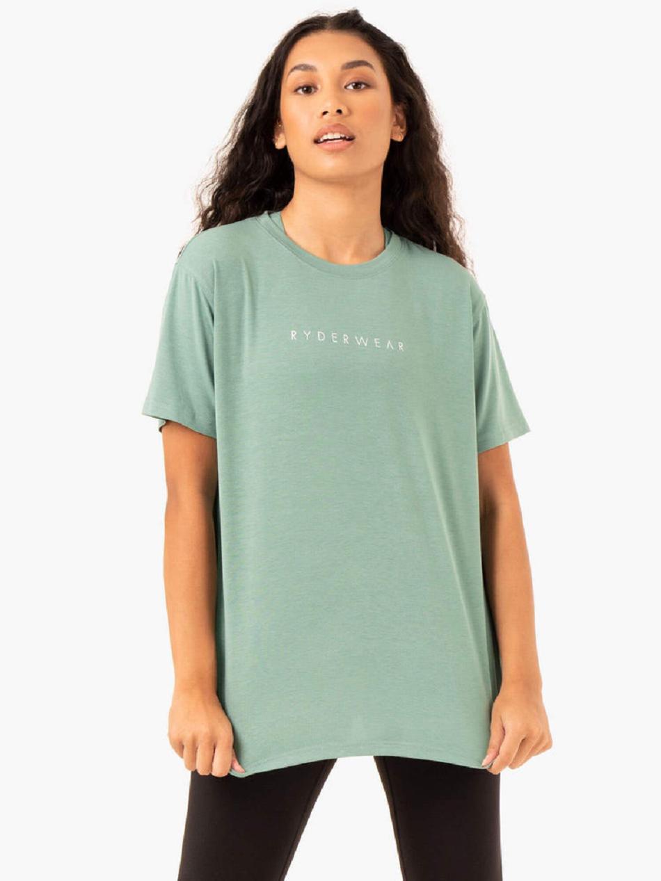 Olive Women's Ryderwear Boyfriend Longline T-shirt | 132J83895