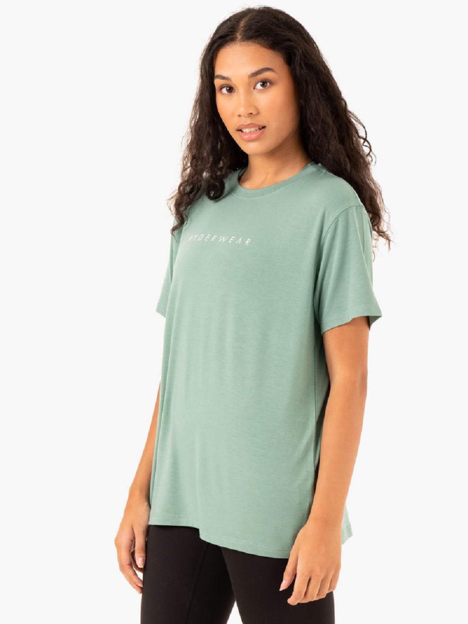 Olive Women's Ryderwear Boyfriend Longline T-shirt | 132J83895