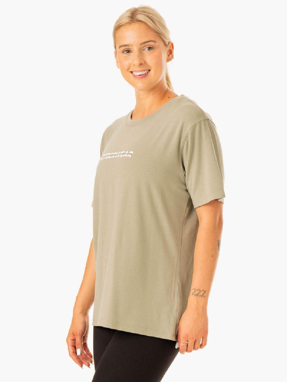 Olive Women's Ryderwear Edit Longline T-Shirt Top | 6Y6690083