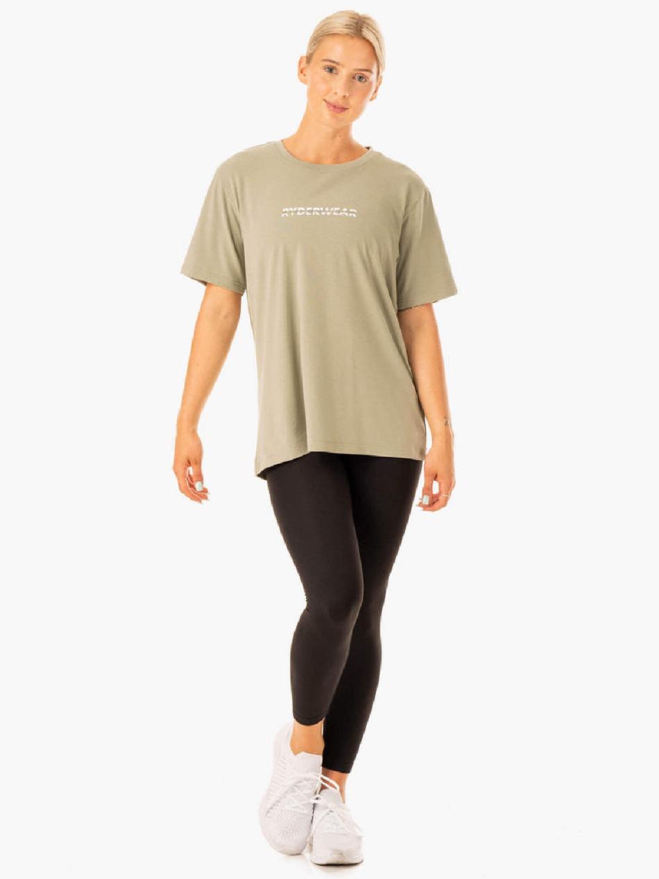 Olive Women's Ryderwear Edit Longline T-Shirt Top | 6Y6690083