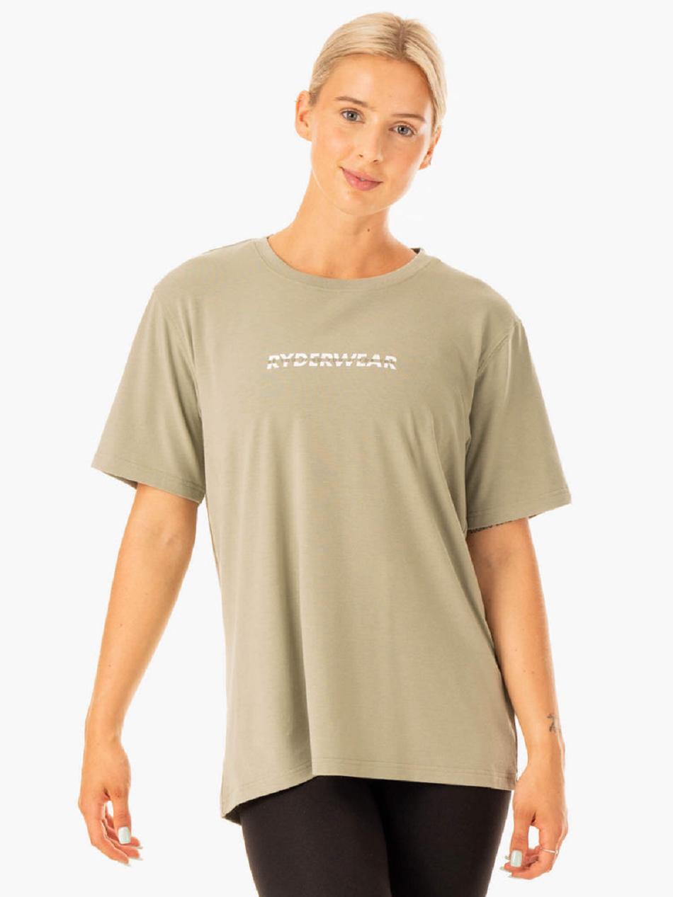 Olive Women\'s Ryderwear Edit Longline T-shirt | MT6926097