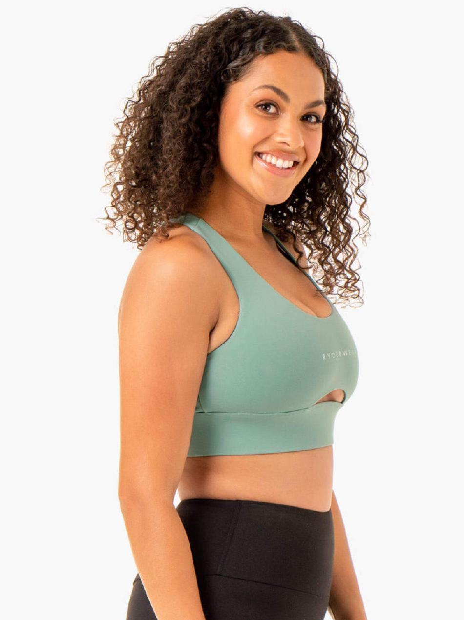 Olive Women's Ryderwear Focus Contour Sports Bras | 125G93526