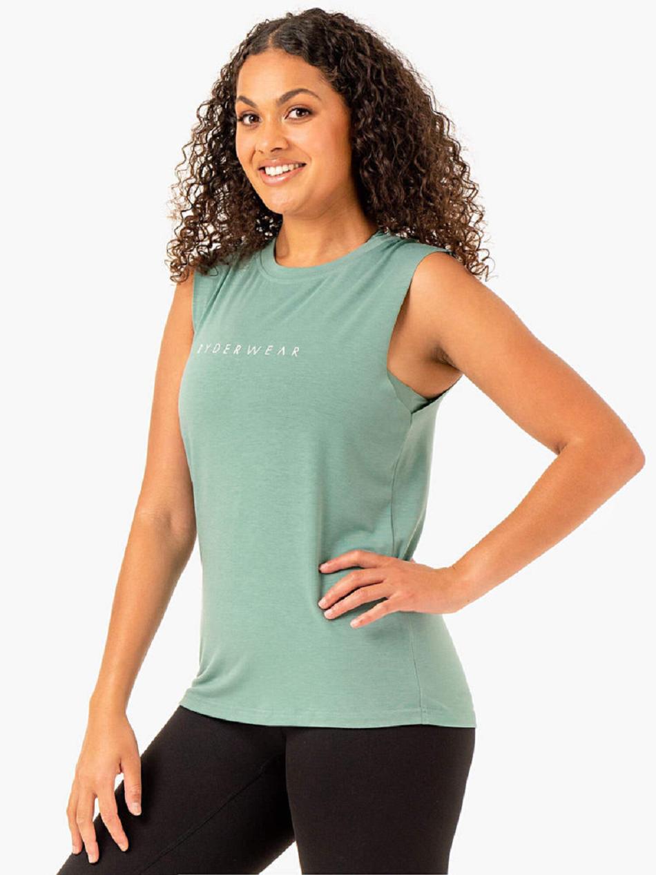 Olive Women's Ryderwear Foundation Muscle Tank Top | BG6243239