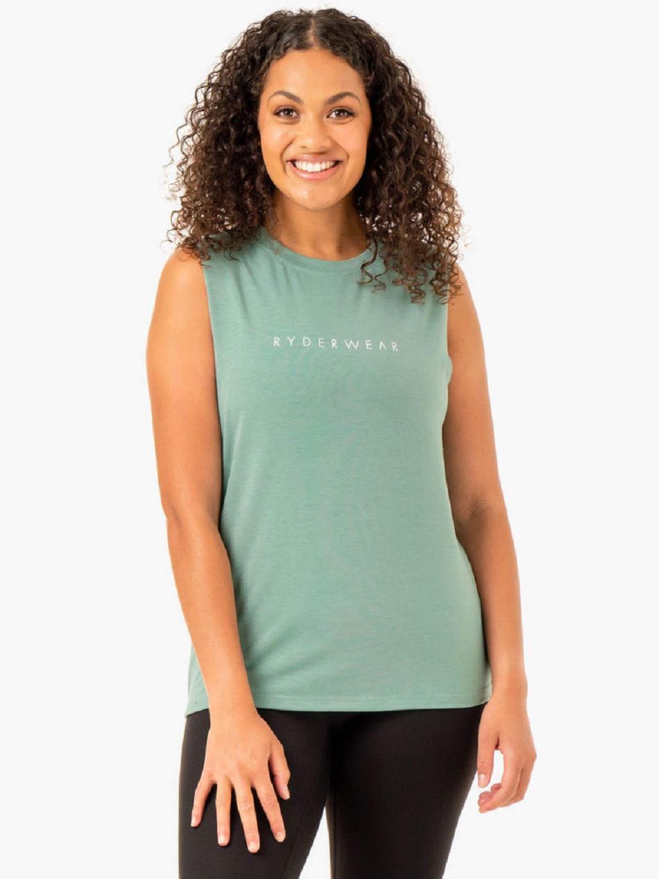 Olive Women\'s Ryderwear Foundation Muscle Tanks | SF6598063