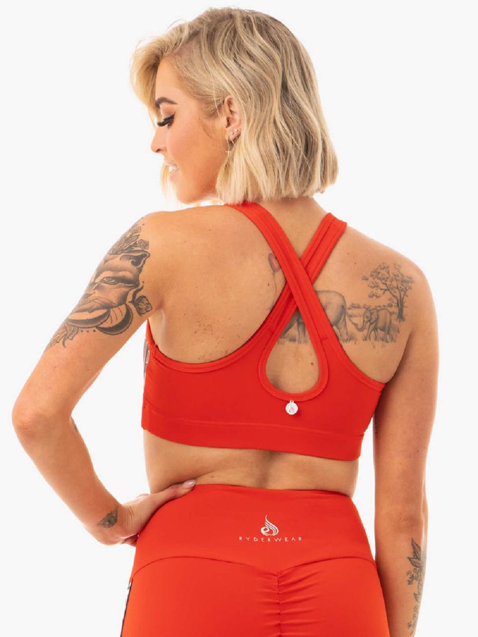 Orange / Red Women's Ryderwear Courtside Sports Bras | NF5433828