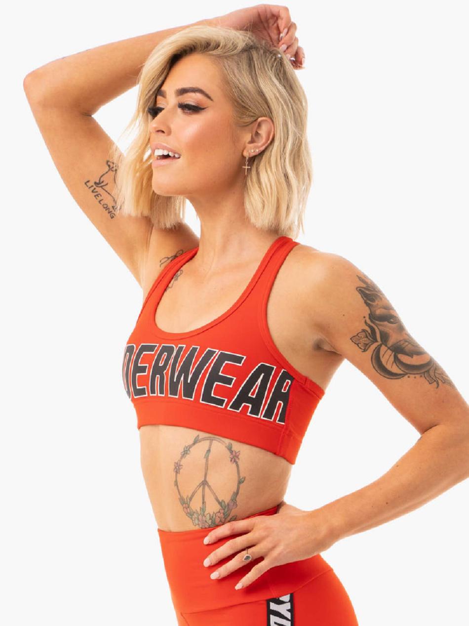 Orange / Red Women's Ryderwear Courtside Sports Bras | NF5433828