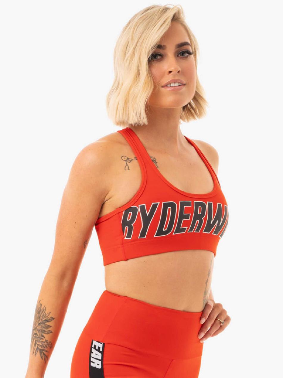 Orange / Red Women's Ryderwear Courtside Sports Bras | NF5433828