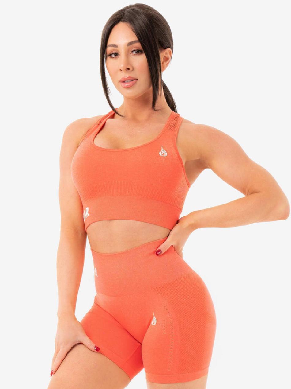 Orange Women\'s Ryderwear Seamless Staples Sports Bras | V8F92297