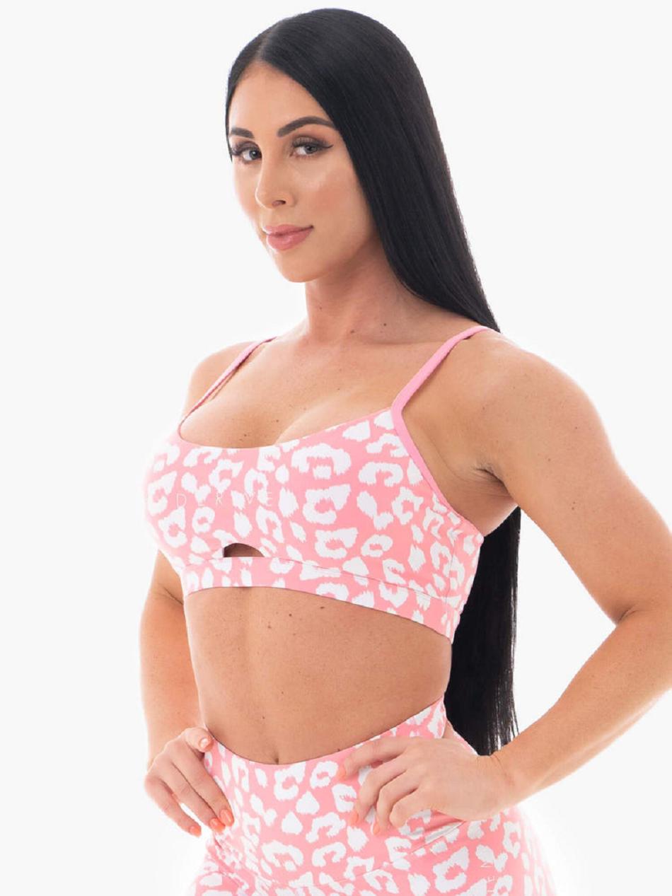 Pink / Leopard Women's Ryderwear Animal Sports Bras | DF5522533