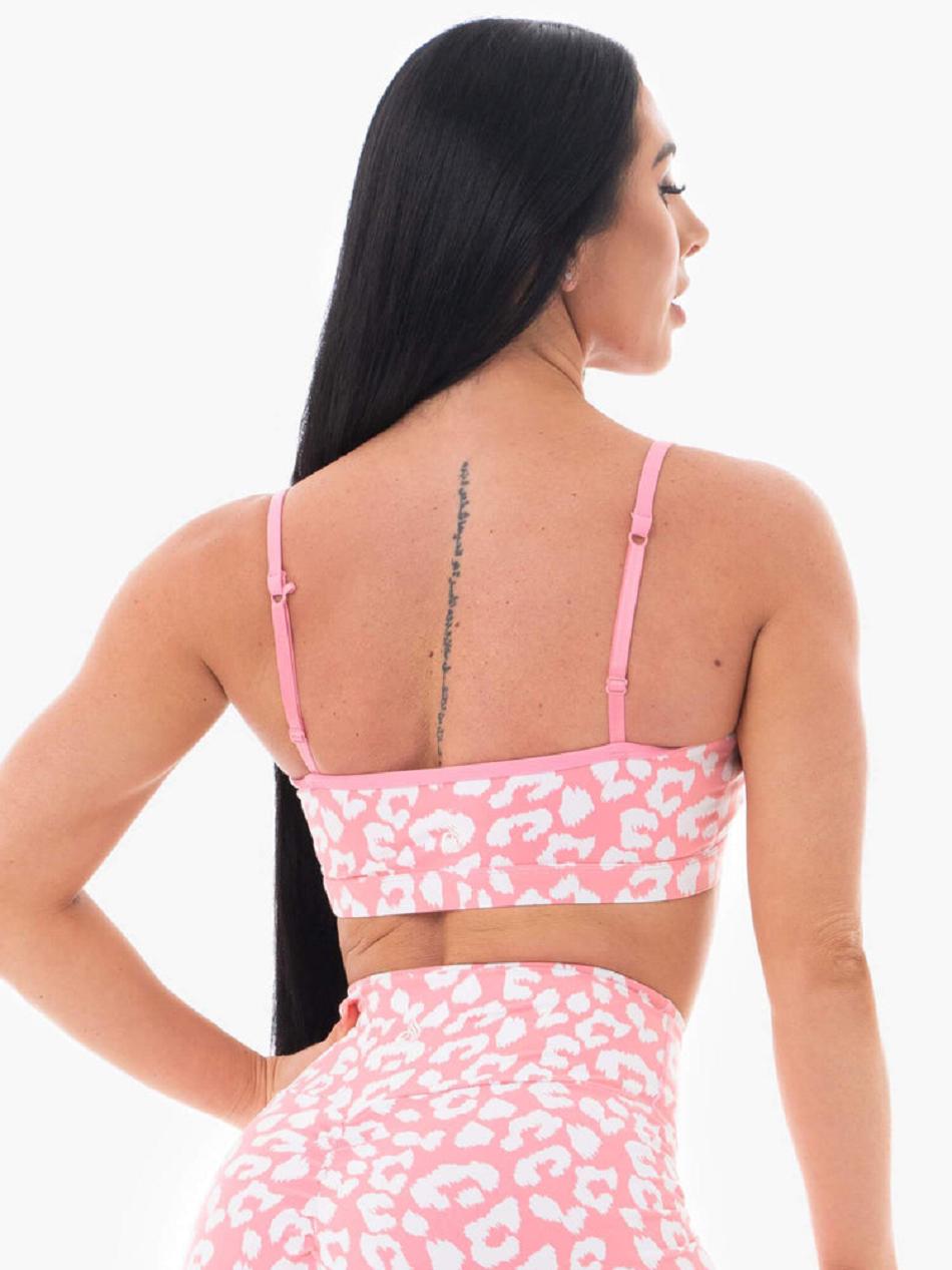 Pink / Leopard Women's Ryderwear Animal Sports Bras | DF5522533