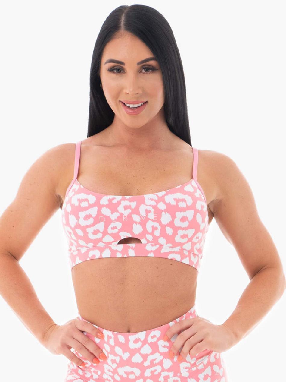 Pink / Leopard Women\'s Ryderwear Animal Sports Bras | DF5522533