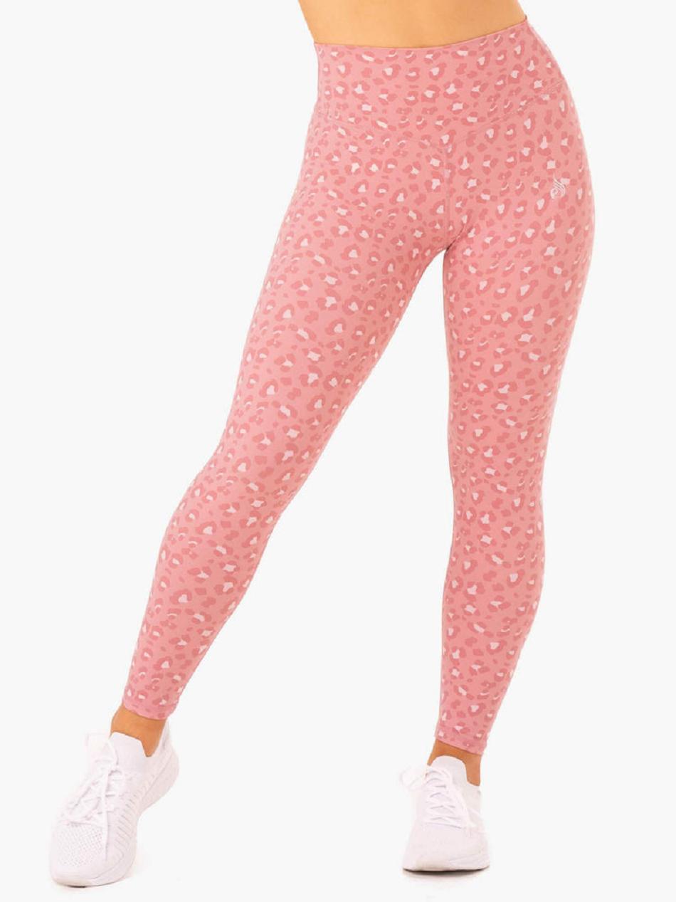 Pink / Leopard Women\'s Ryderwear Hybrid Full Length Leggings | 6Y4351211