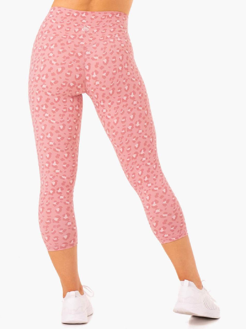 Pink / Leopard Women's Ryderwear Hybrid 7/8 Leggings | YGJ97059