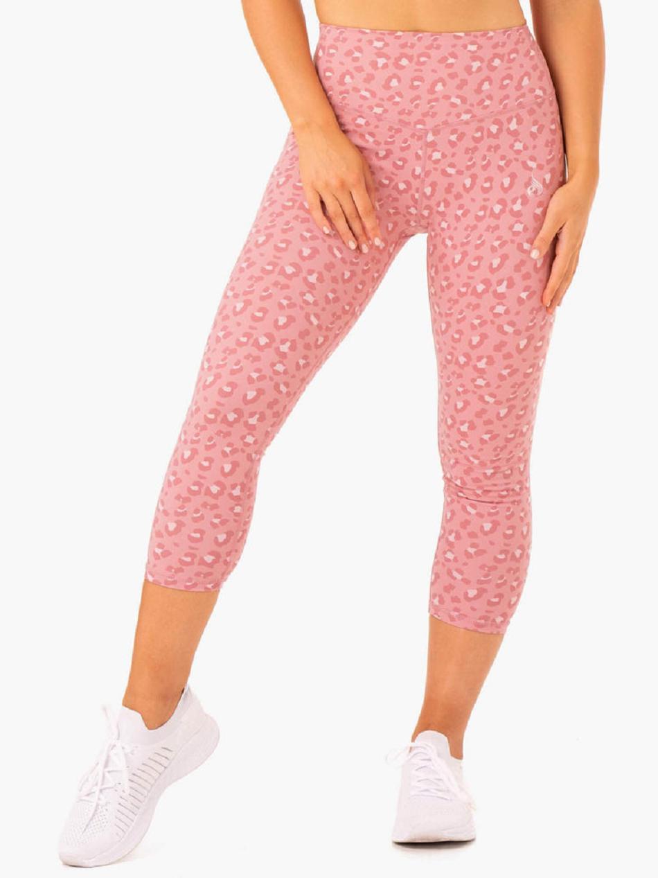 Pink / Leopard Women's Ryderwear Hybrid 7/8 Leggings | YGJ97059