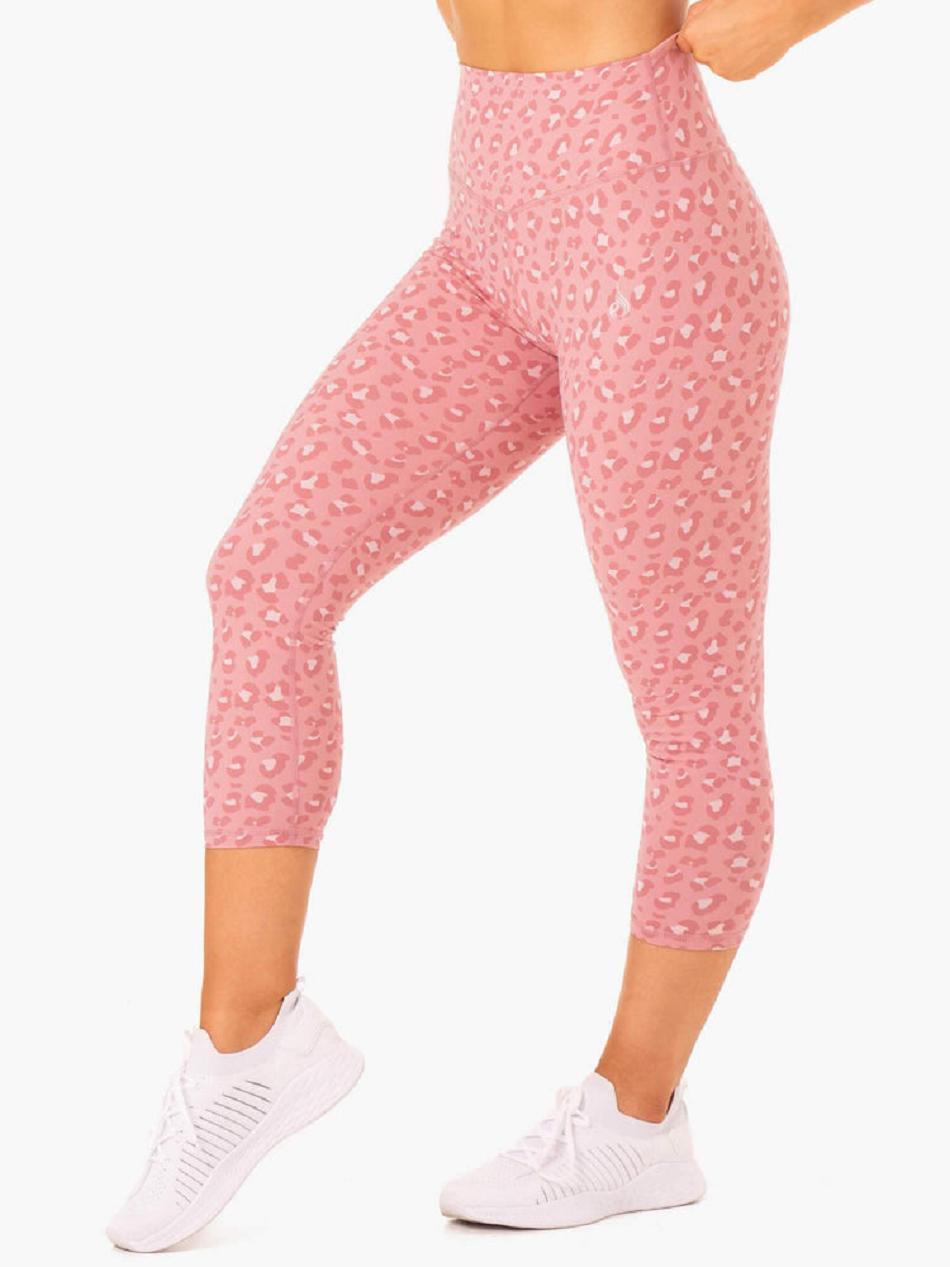 Pink / Leopard Women\'s Ryderwear Hybrid 7/8 Leggings | YGJ97059