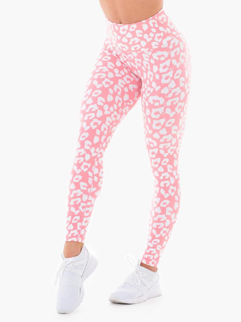 Pink / Leopard Women's Ryderwear Instincts Leggings Scrunch Bum | TNTY32602