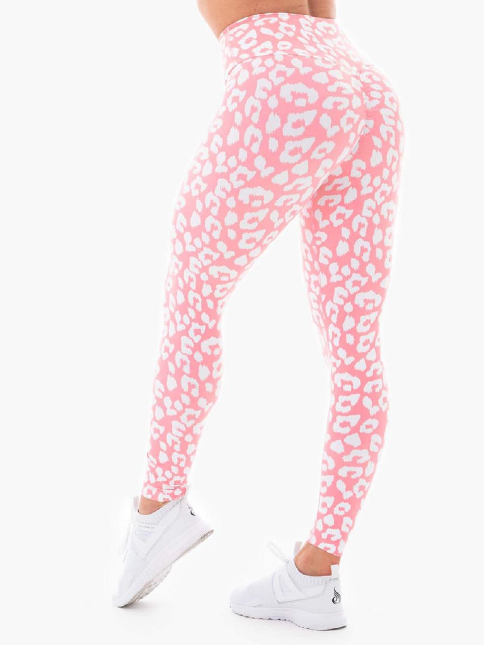 Pink / Leopard Women's Ryderwear Instincts Leggings Scrunch Bum | TNTY32602