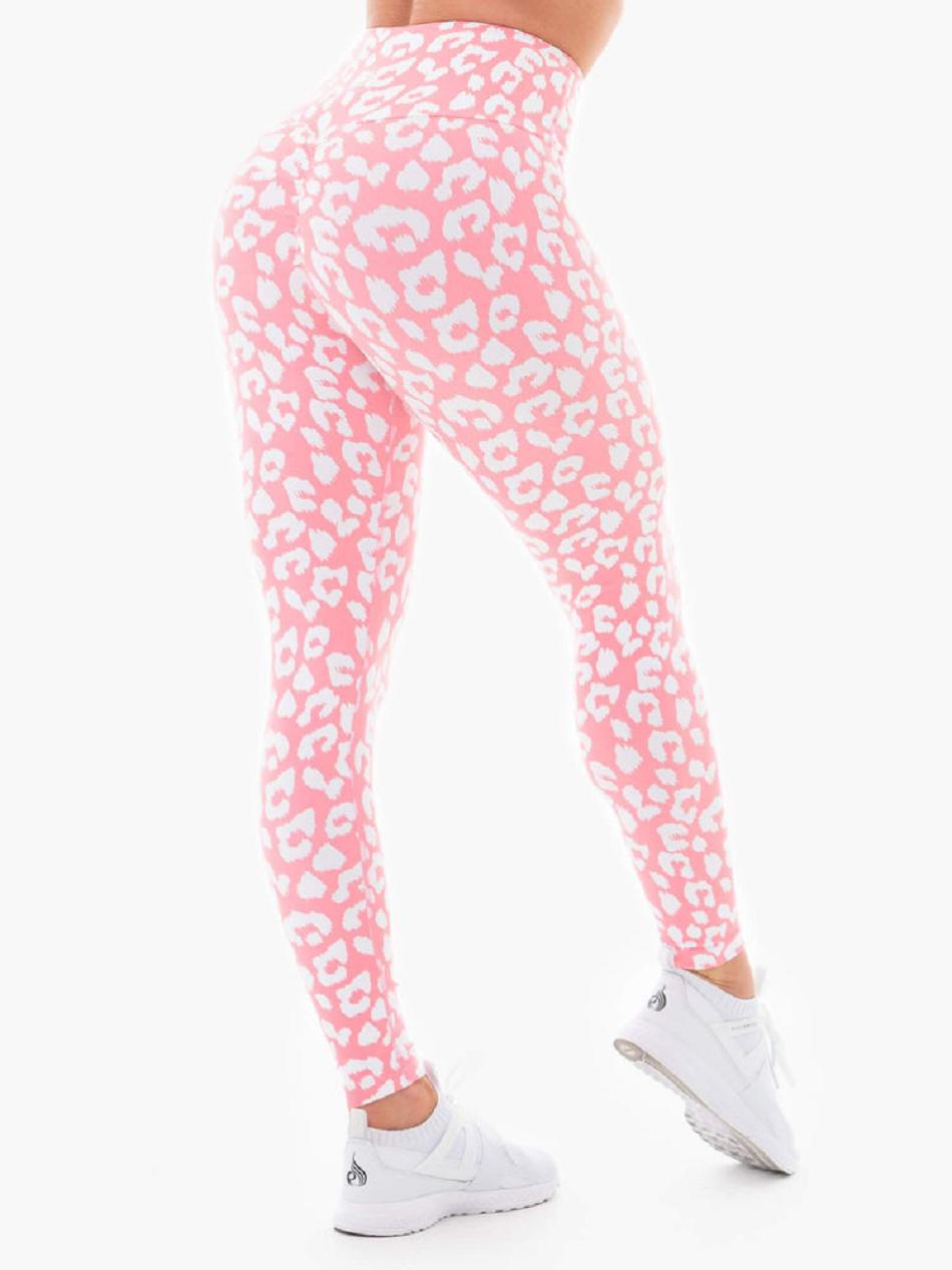 Pink / Leopard Women's Ryderwear Instincts Leggings Scrunch Bum | TNTY32602