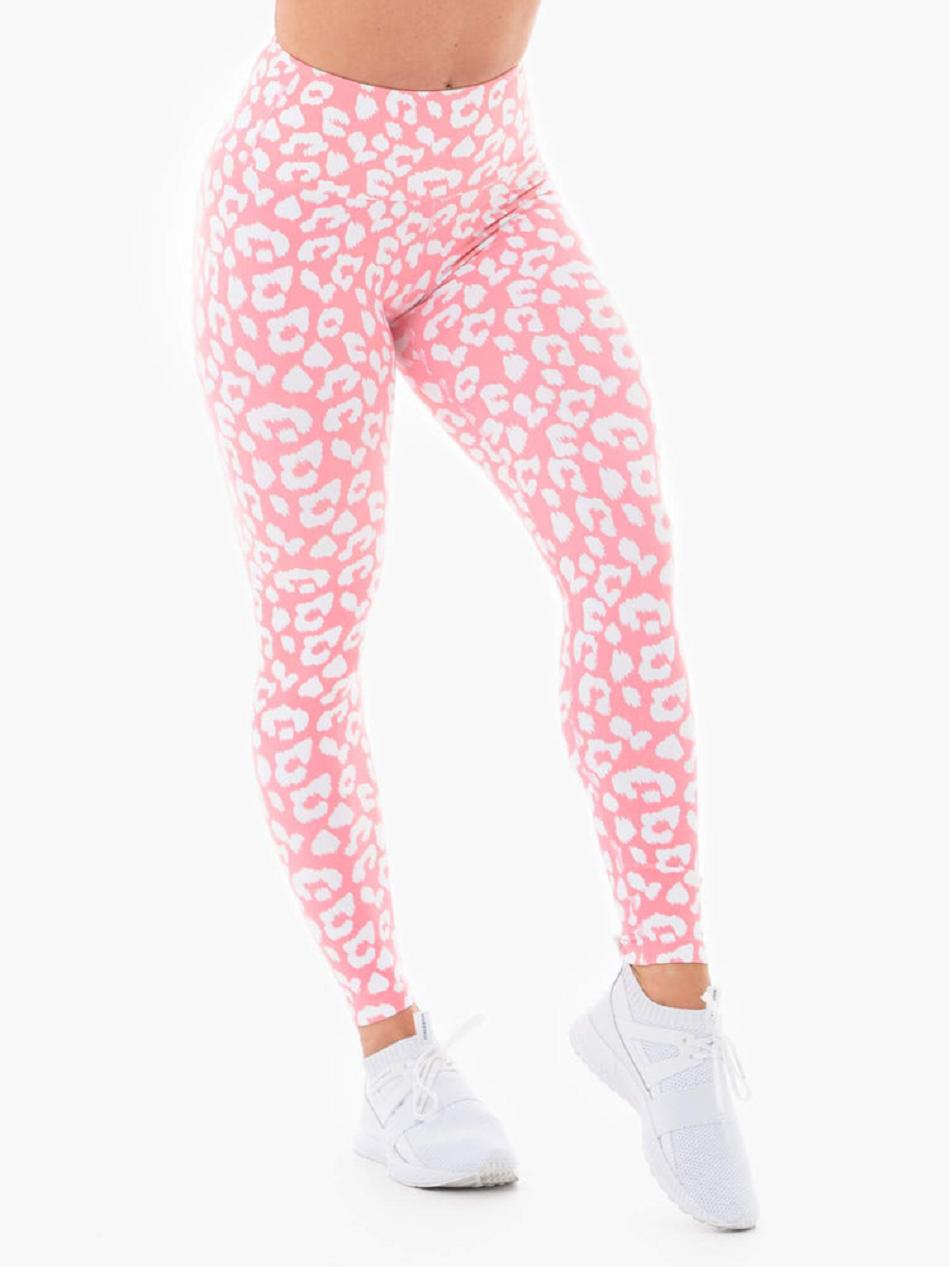 Pink / Leopard Women's Ryderwear Instincts Leggings Scrunch Bum | TNTY32602