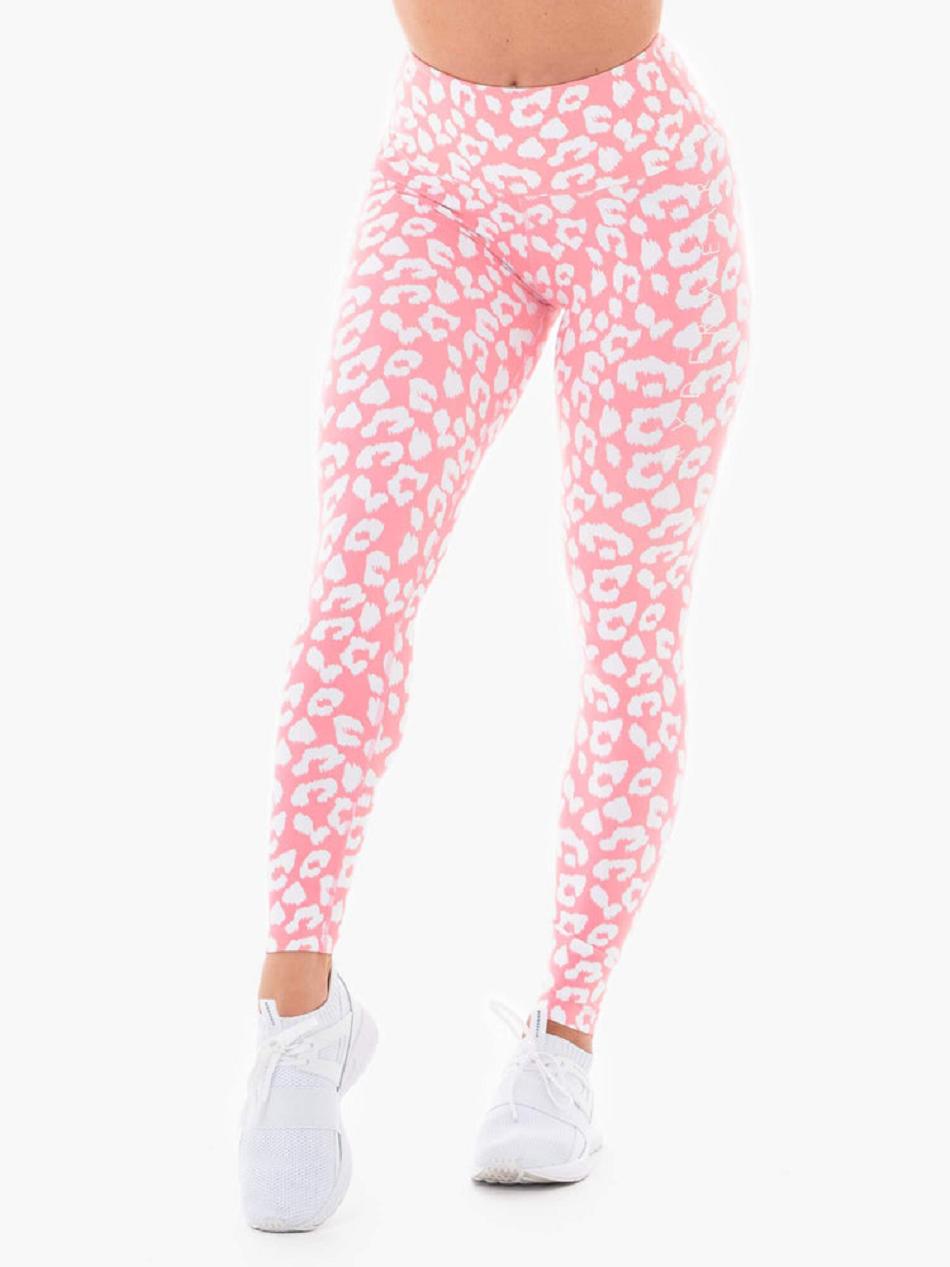 Pink / Leopard Women\'s Ryderwear Instincts Leggings Scrunch Bum | TNTY32602