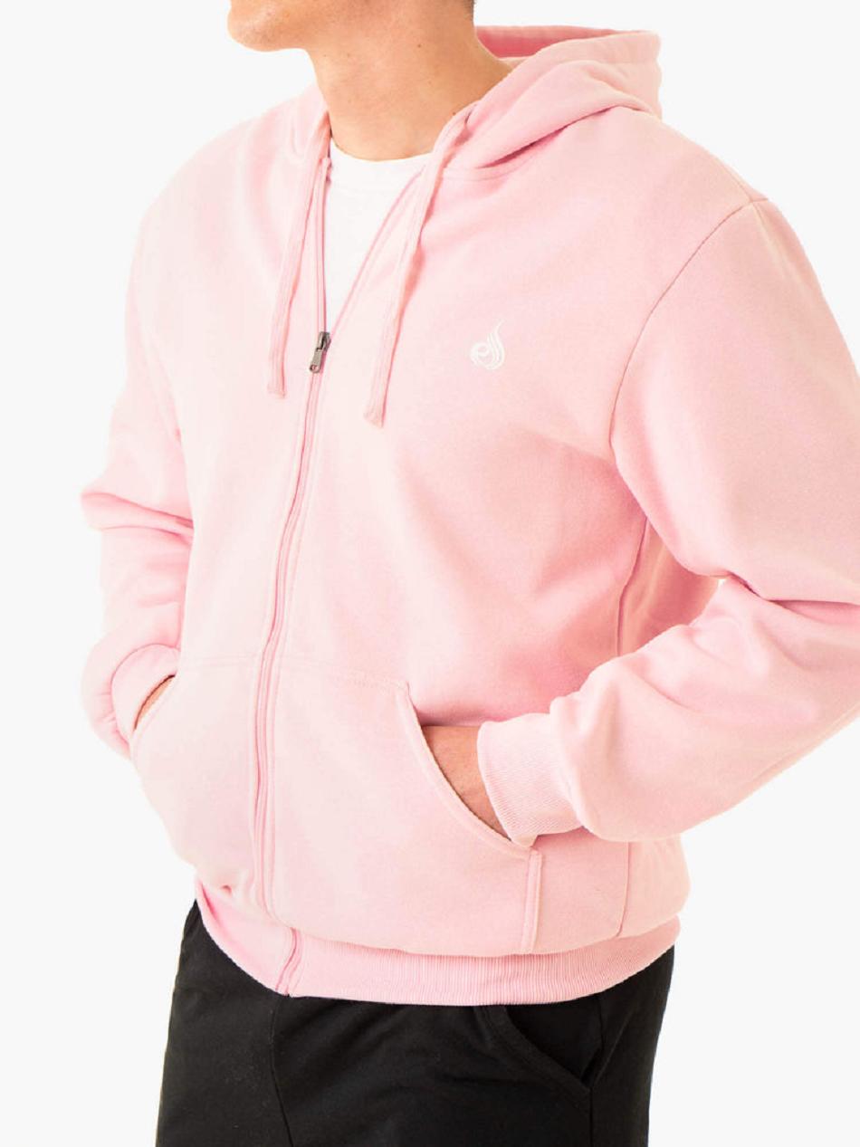 Pink Men's Ryderwear Essential Zip Up Hoodie | 94KR27830