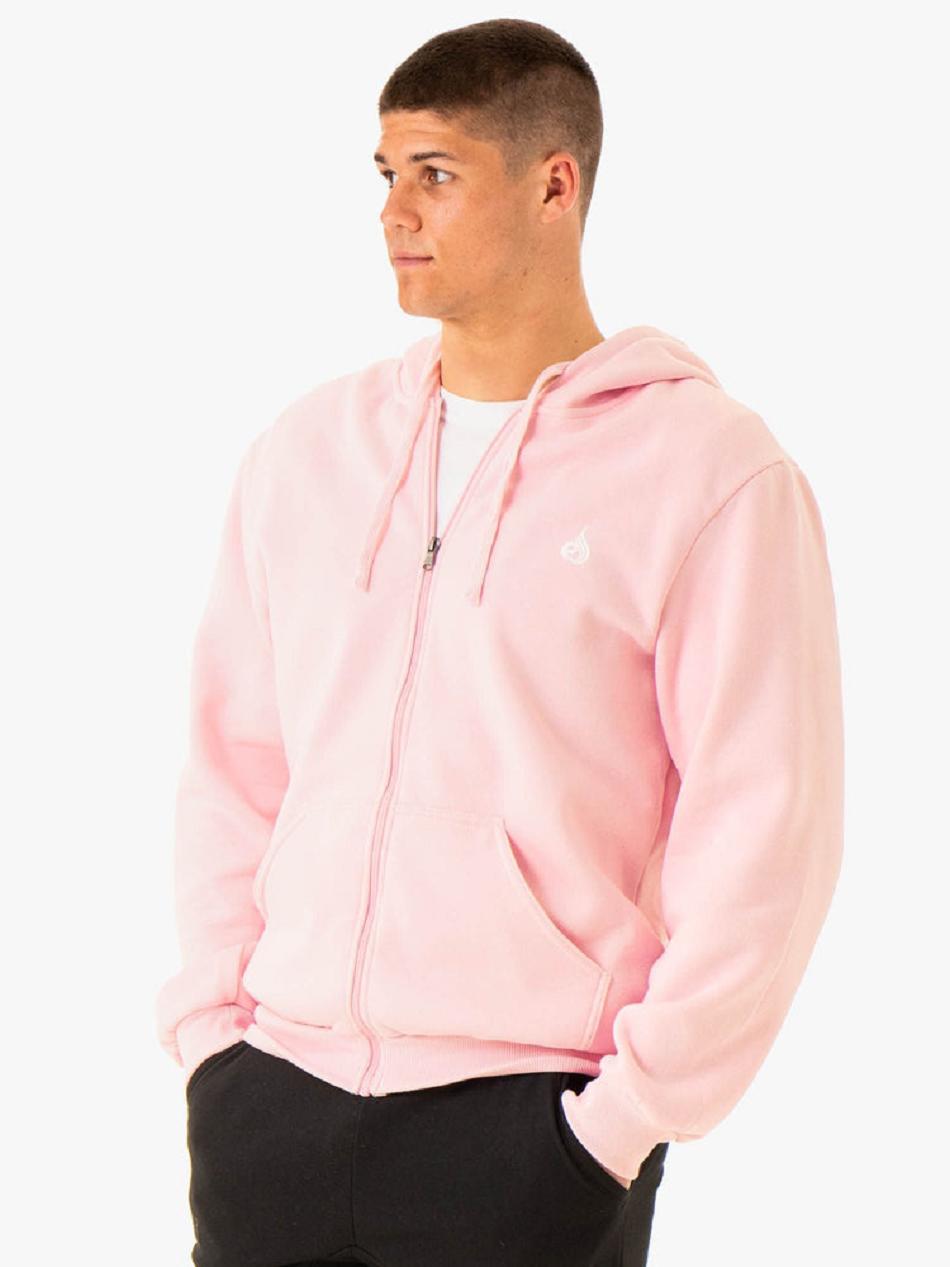 Pink Men\'s Ryderwear Essential Zip Up Hoodie | 94KR27830